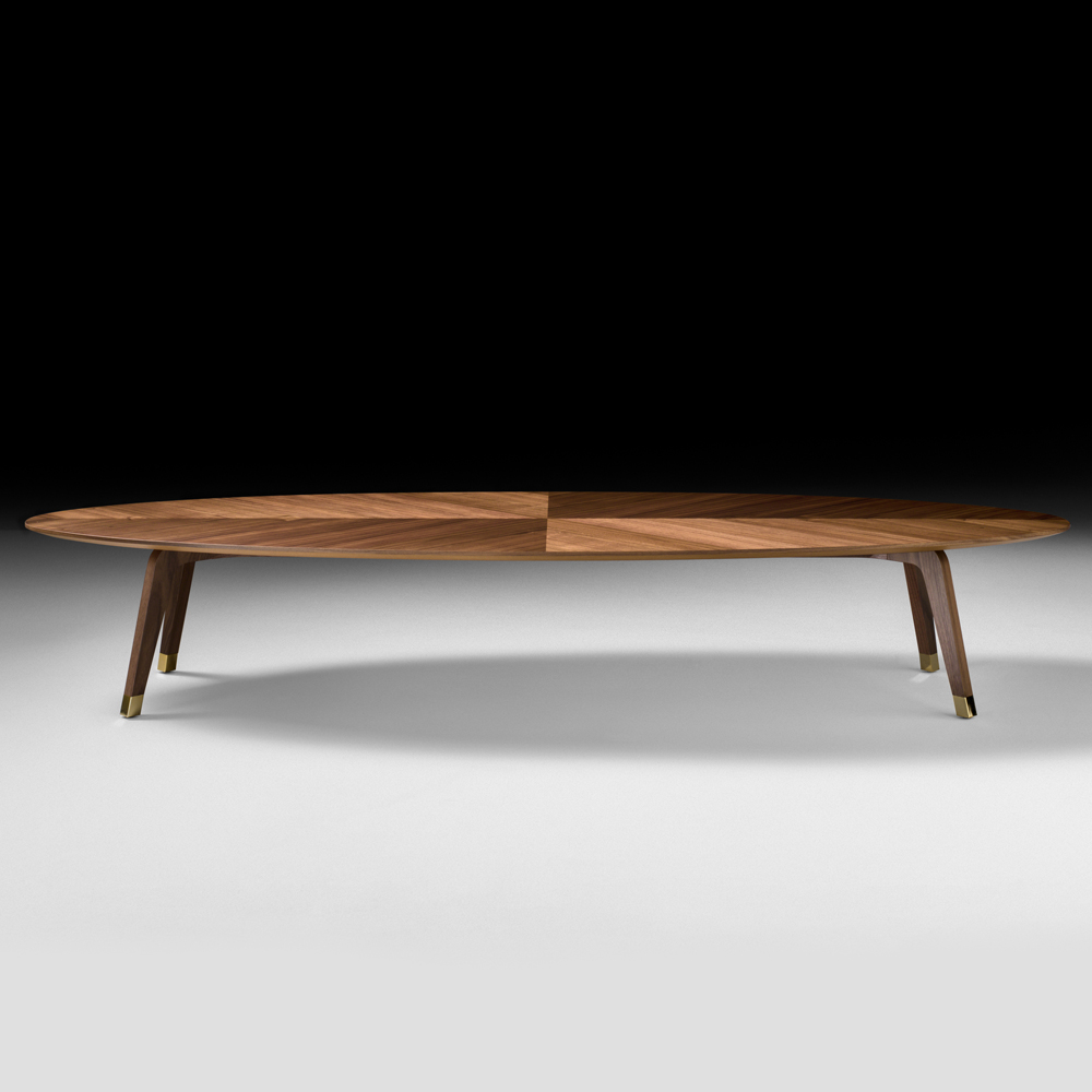 Large Designer Walnut Oval Coffee Table