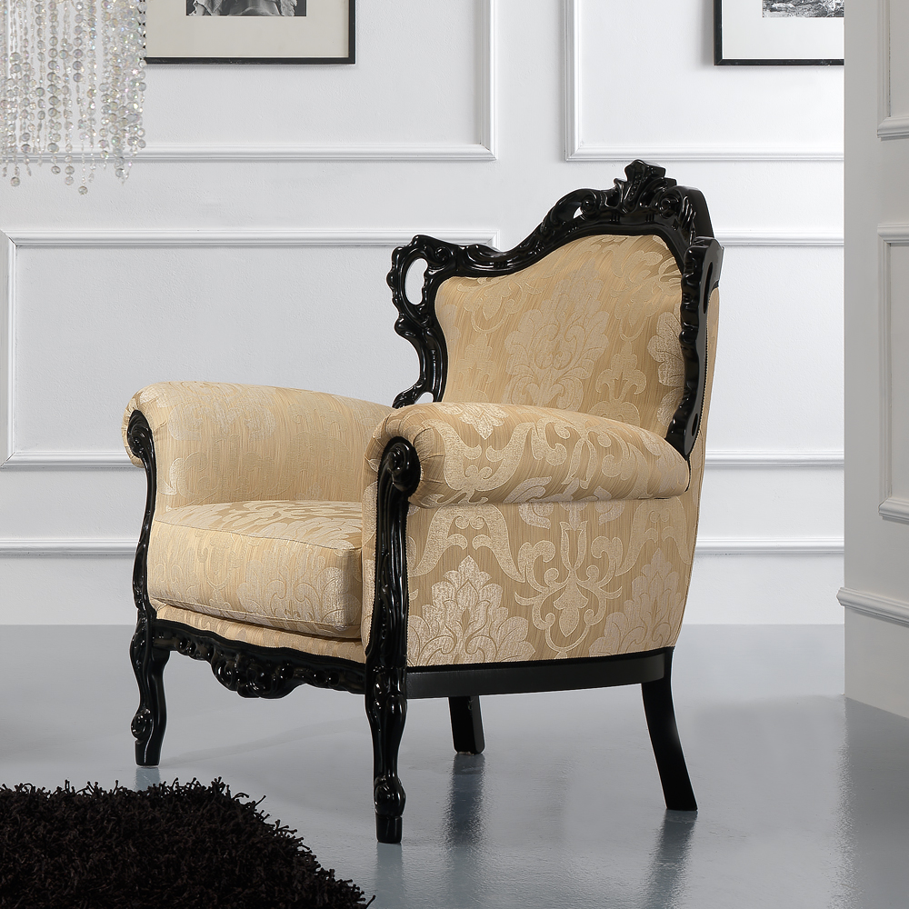 Black Lacquered Louis XV Style Armchair