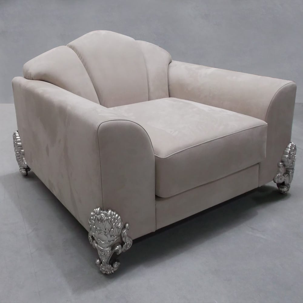Classic Luxury Nubuck Leather Designer Armchair