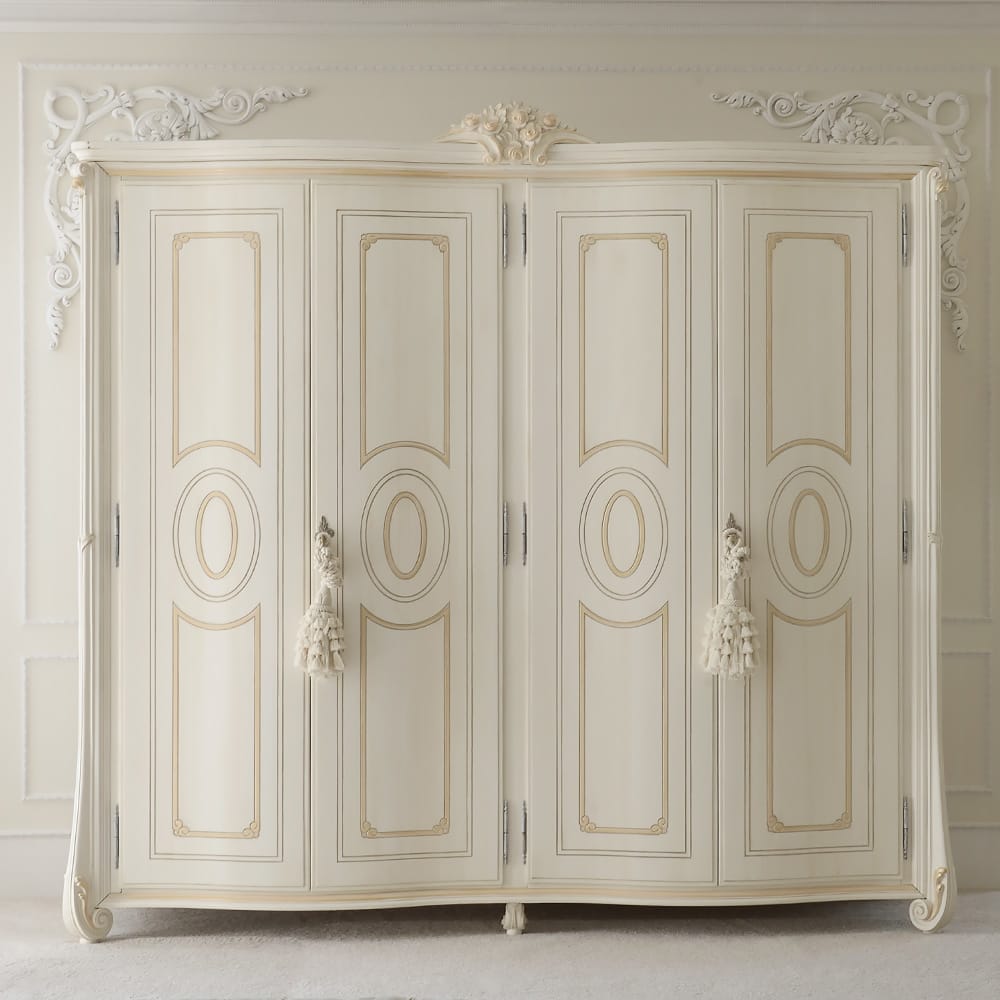 Exclusive Large Ivory Italian 4 door wardrobe