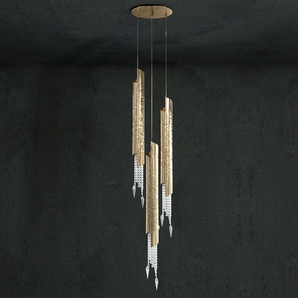 High End Gold Plated Crystal Pendant Chandelier