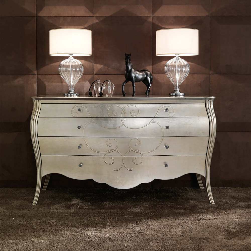 Italian High End Silver Leaf Chest of Drawers