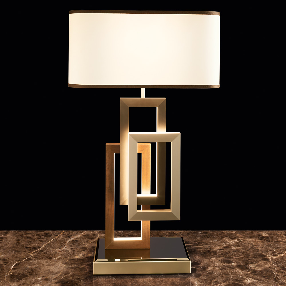 Modern Italian Geometric Designer Table Lamp With Shade