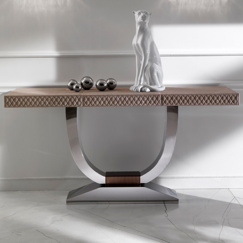 Modern Nubuck Leather Console Table