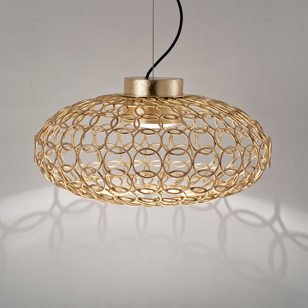 Oval Metal Light With Gold Leaf Finish