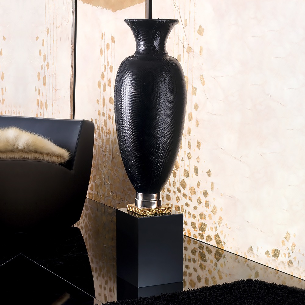 Exclusive Italian Designer Ornamental Black Vase