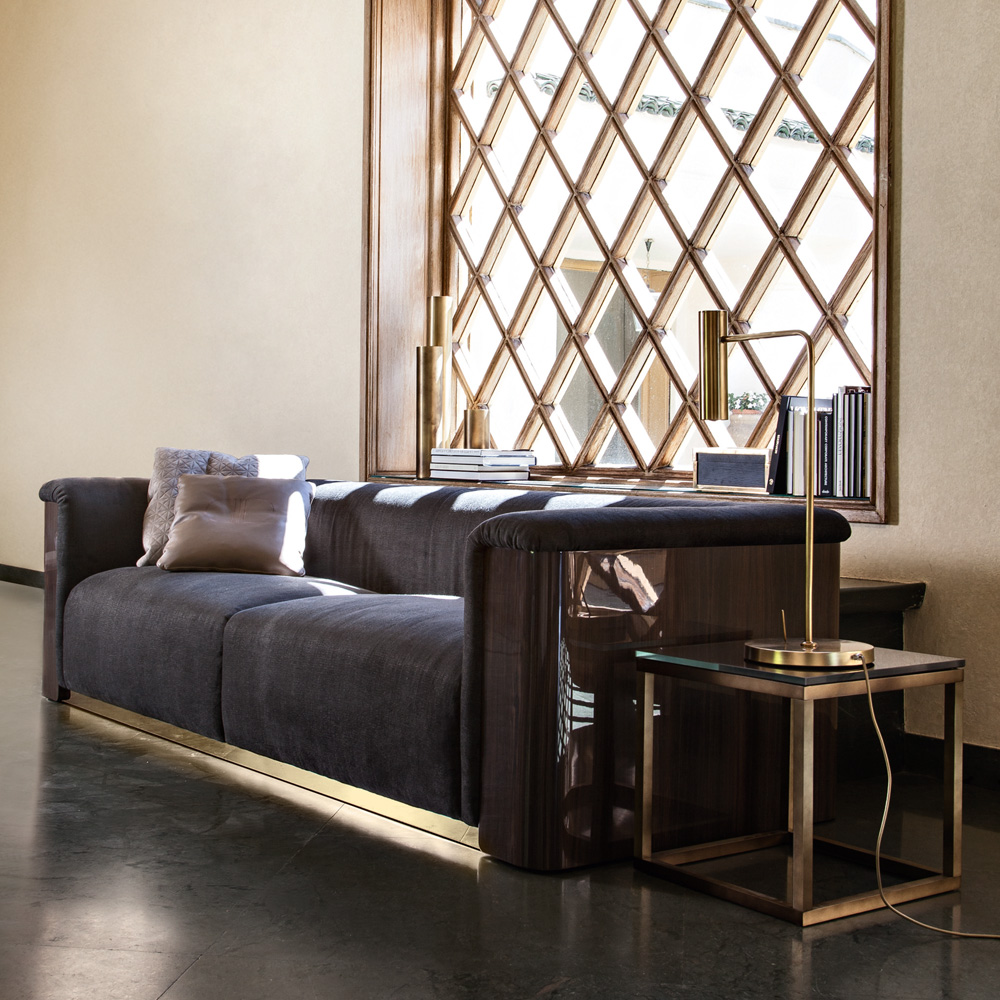 Italian Modern Walnut Veneer Designer Sofa