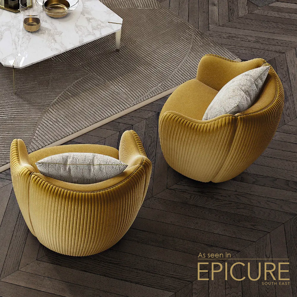 Exclusive Modern Italian Velvet Quilted Tub Armchair