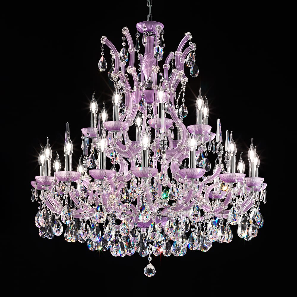 Large Hand Crafted Italian Lilac Crystal Chandelier