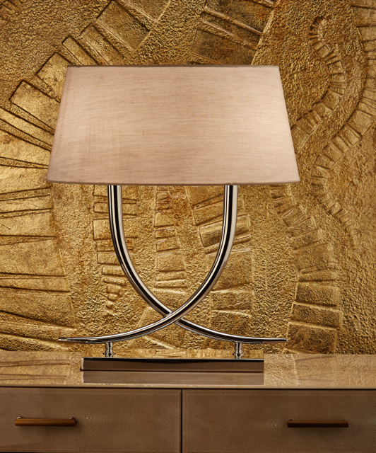 Modern Curved Nickel Table Lamp