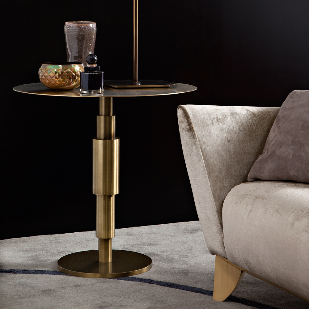 Contemporary Italian Burnished Brass Side Table