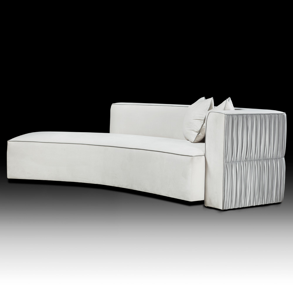 Luxurious Curved Designer Satin Pleated Sofa