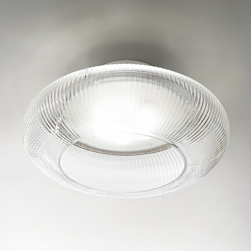 Contemporary Ribbed Glass Ceiling Light