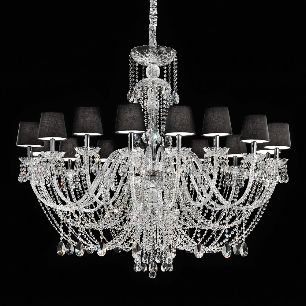 Large Crystal Chandelier With Shades