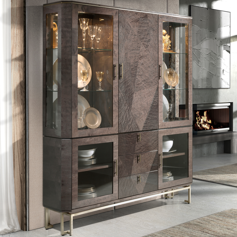 Luxury Brown Maple Veneer Display Cabinet