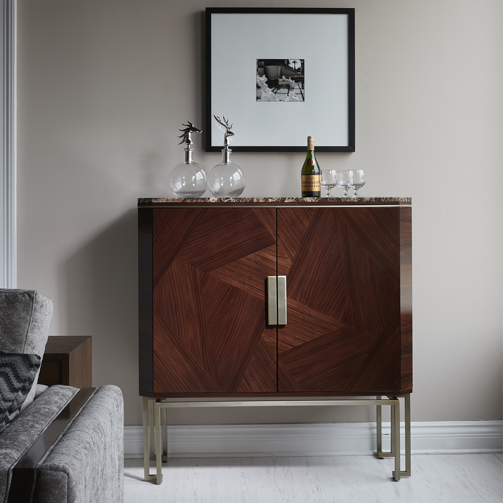 Luxury Rosewood Veneer Drinks Cabinet