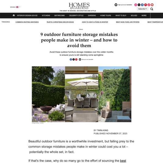 9 outdoor furniture storage mistakes Homes & Gardens