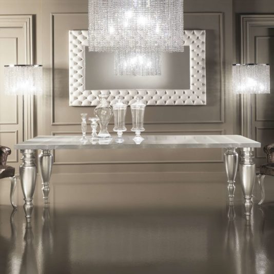 High End Large Silver Leaf Dining Table
