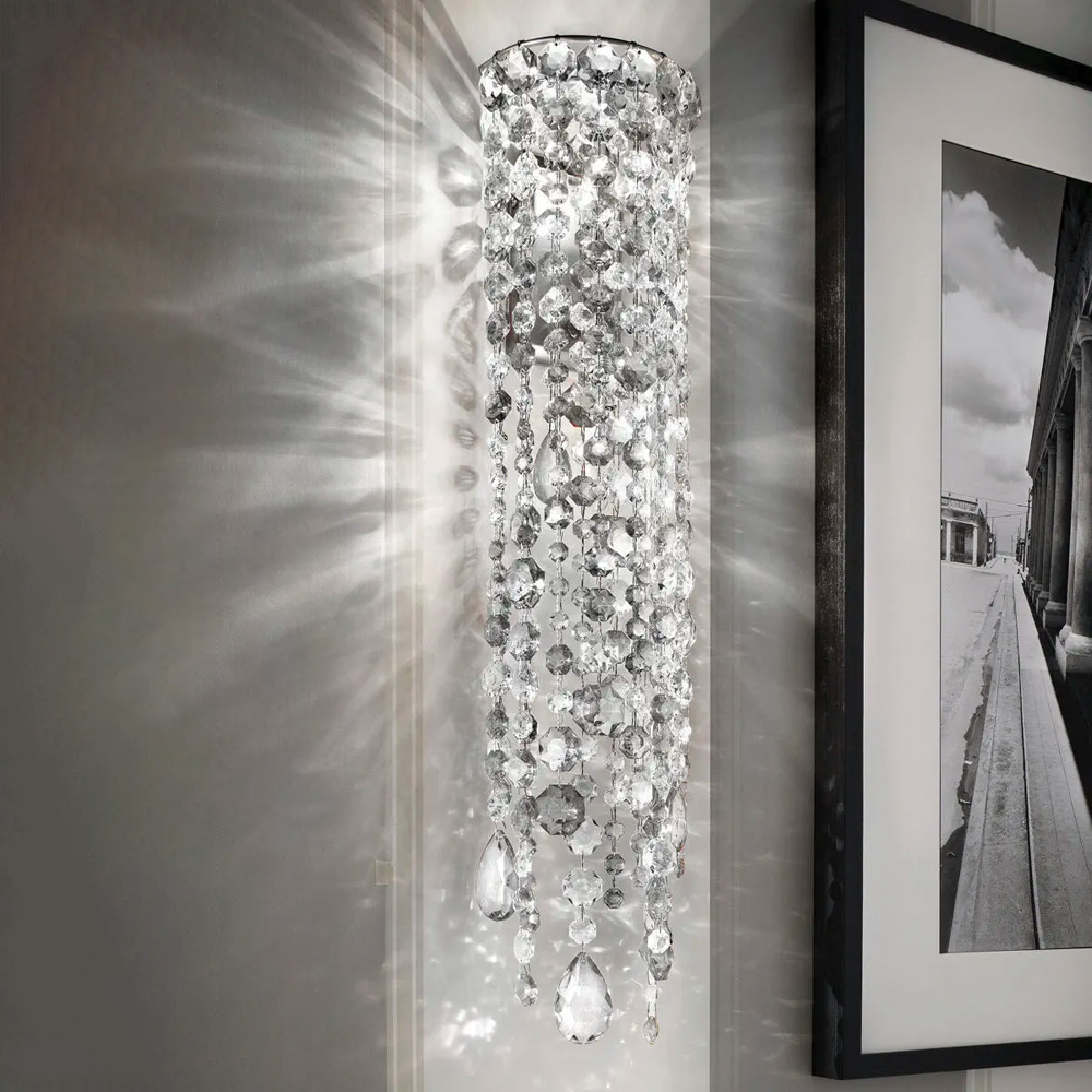 Elegant Elongated Crystal Wall Light