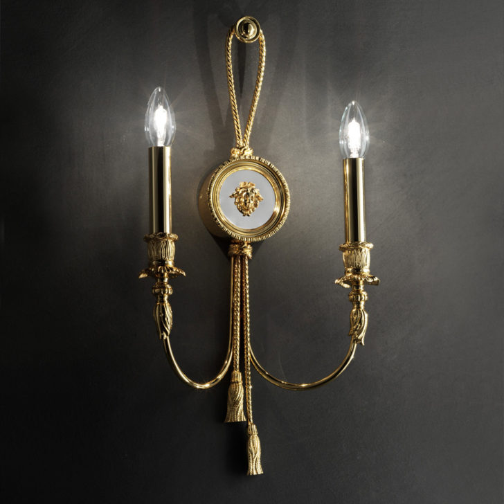 Gold Tassel Detail Double Candle Wall Light