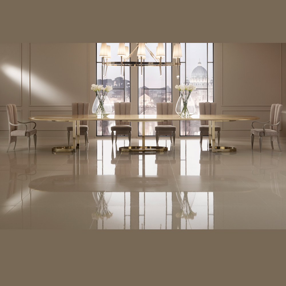 5m Large Designer Gold Oval Dining Table