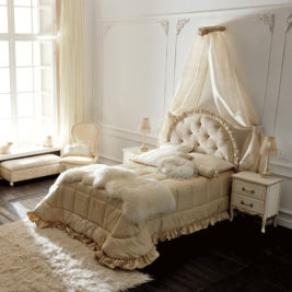 Floral Ivory And Gold Single Italian Bed