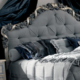 High End Italian Rose and Ribbon Button Upholstered Bed