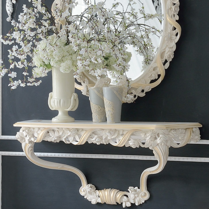 Italian Rose and Ribbon Reproduction Wall Fixing Console Table