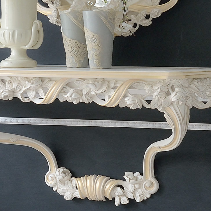 Italian Rose and Ribbon Reproduction Wall Fixing Console Table