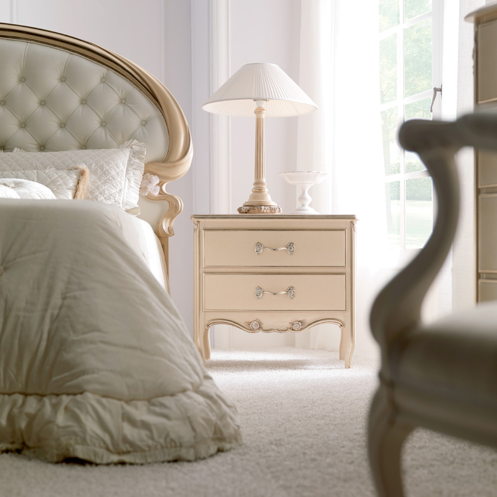 Opulent Italian Swirl Gold Button Upholstered Bed