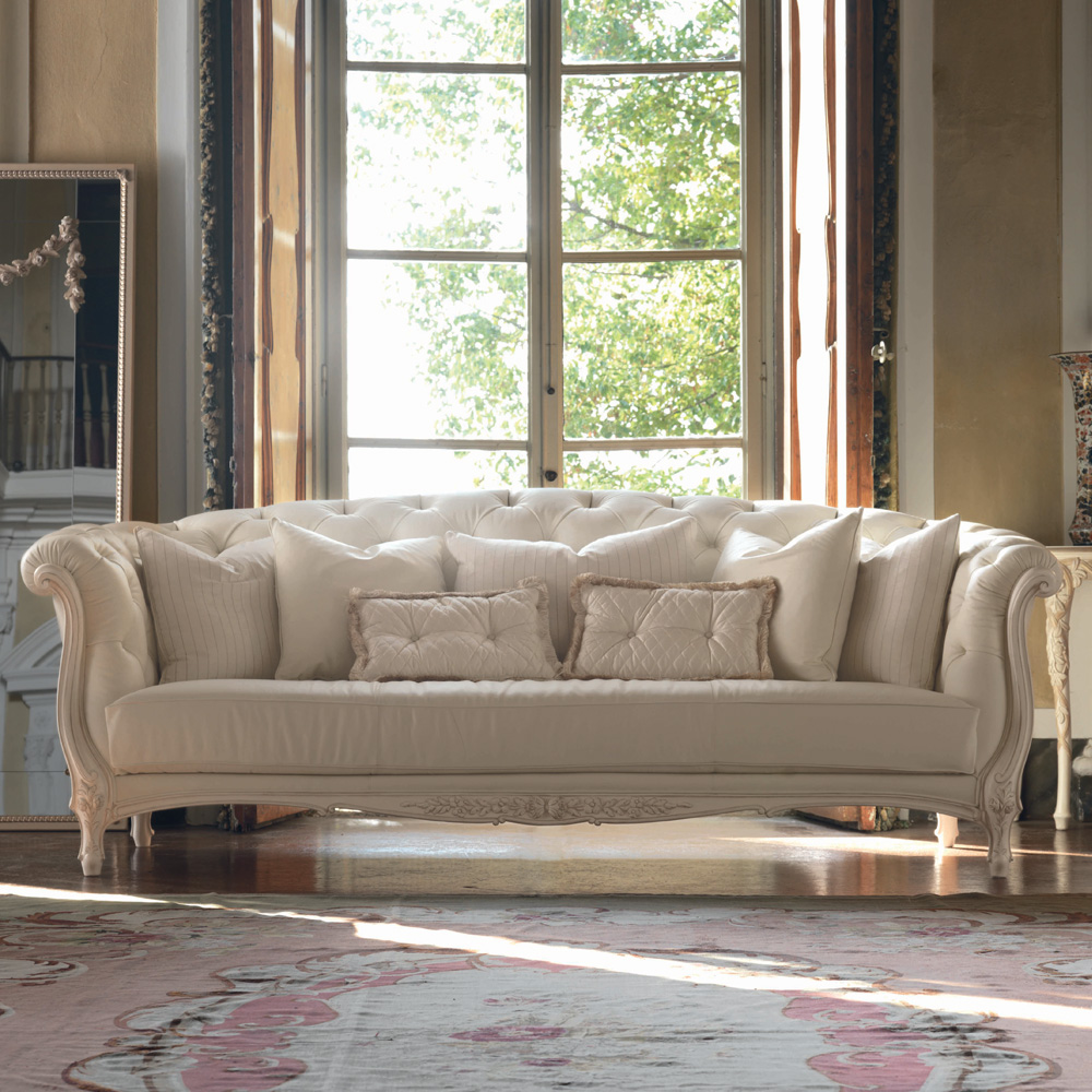 Reproduction Baroque Italian Leather Large 3 Seater Sofa