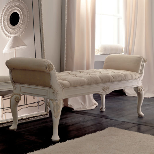 Designer Italian Button Upholstered Bedroom Bench