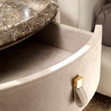 Nubuck Leather Luxury Oval Bedside Table Nubuck Leather Luxury Oval Bedside Table