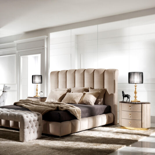 Nubuck Leather Luxury Oval Bedside Table