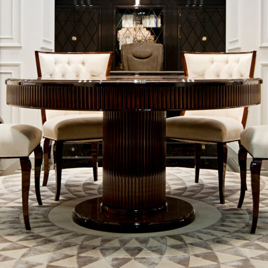 High End Modern Glamour Round Wenge Dining Table Set
