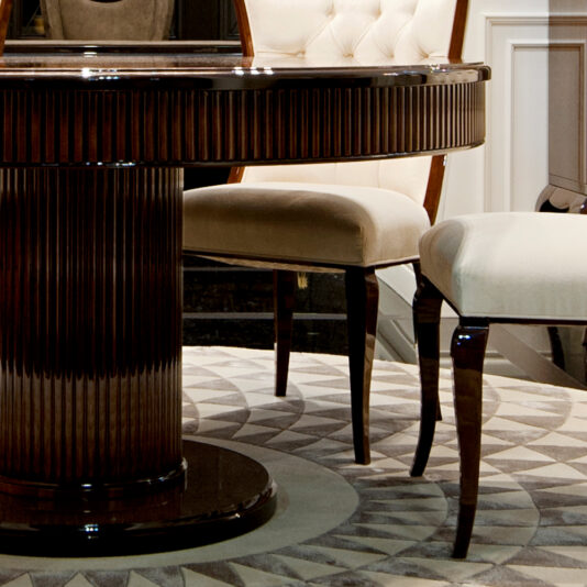 High End Modern Glamour Round Wenge Dining Table Set