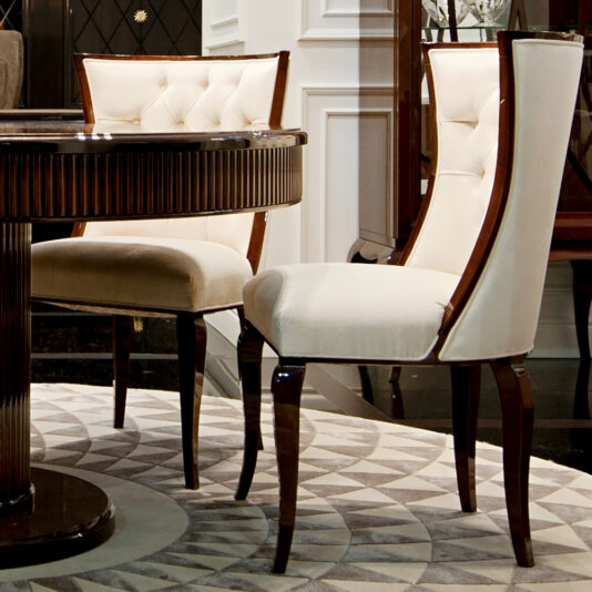 High End Modern Glamour Round Wenge Dining Table Set