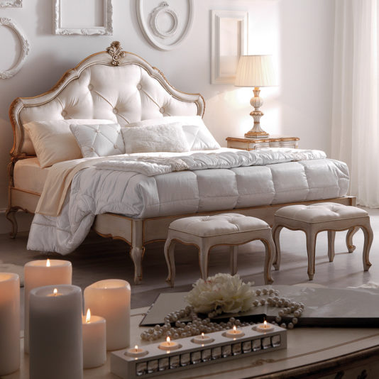 Ornate Italian Button Upholstered Bed