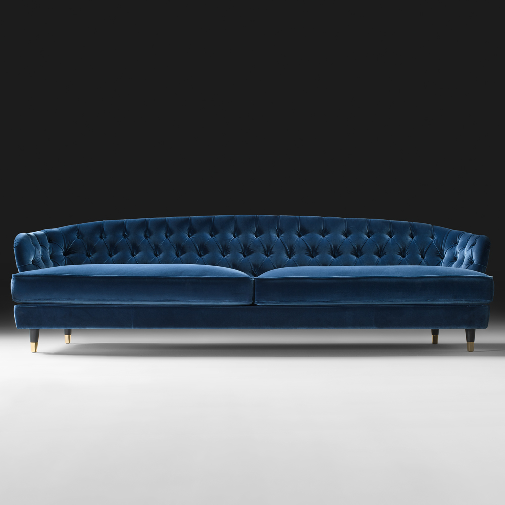 Button Upholstered Designer Velvet Sofa