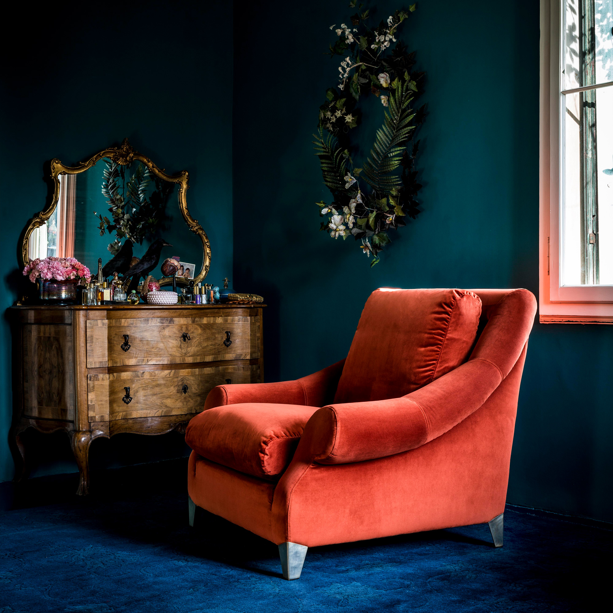Classic Designer Velvet Armchair