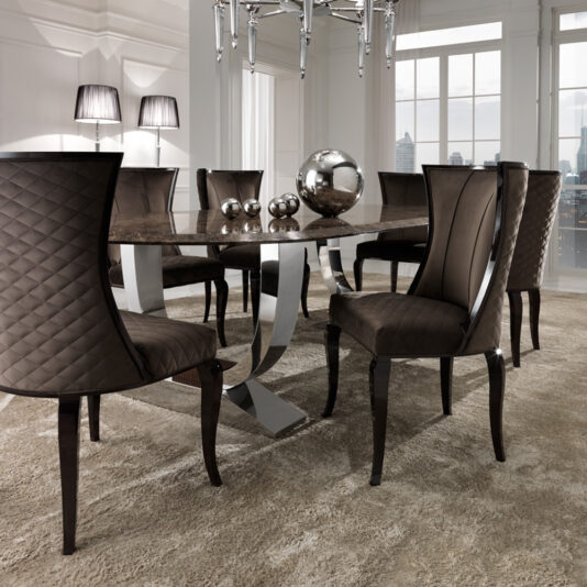 Luxury Italian Brown Marble Oval Dining Set Luxury Italian Brown Marble Oval Dining Set