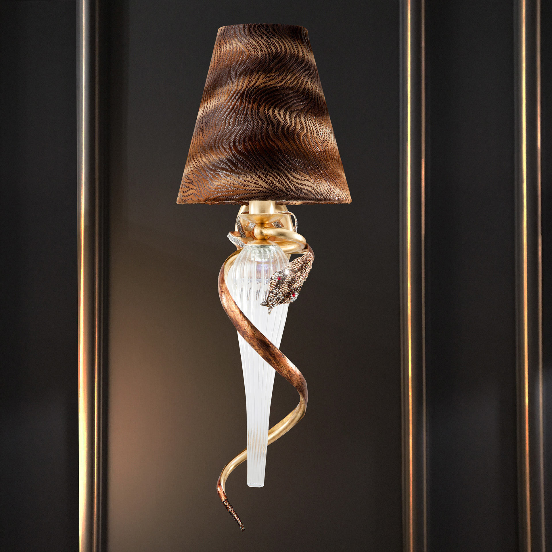 Gold Crystal Curved Wall Light