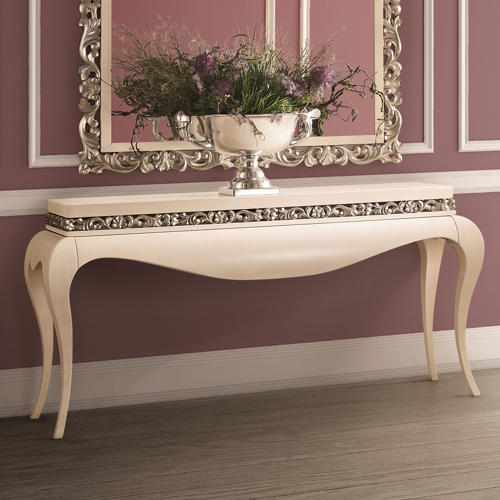 Luxury Cream And Silver Console Table