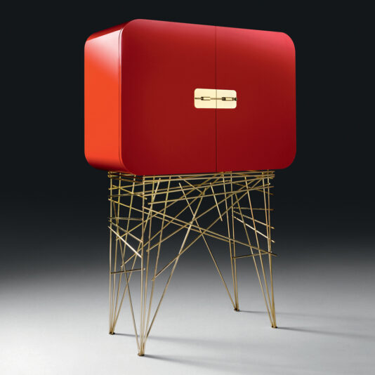 modern designer red cocktail cabinet