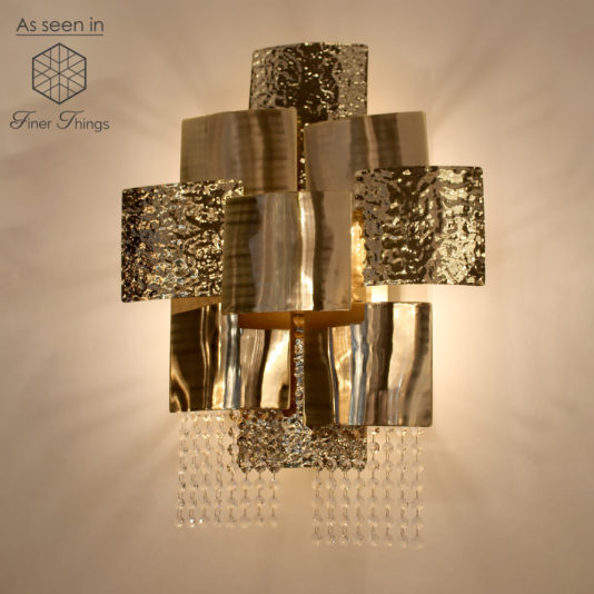 Designer Gold Plated Geometric Crystal Wall Light