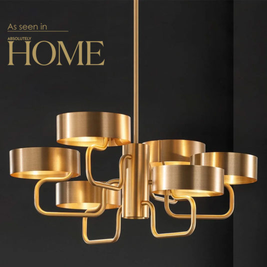 Contemporary Italian Brushed Gold Plated Chandelier