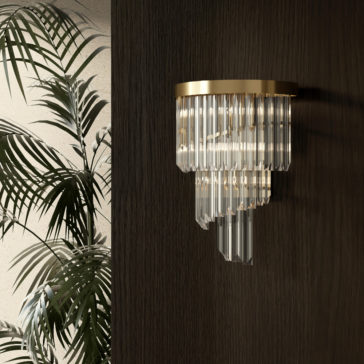 Designer Gold Plated Spiral Crystal Large Wall Light Designer Gold Plated Spiral Crystal Large Wall Light
