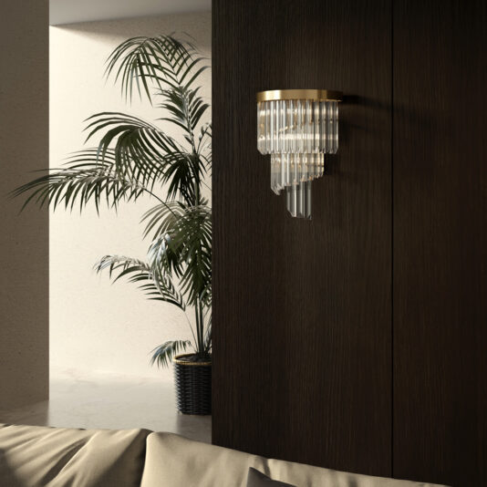 Designer Gold Plated Spiral Crystal Large Wall Light