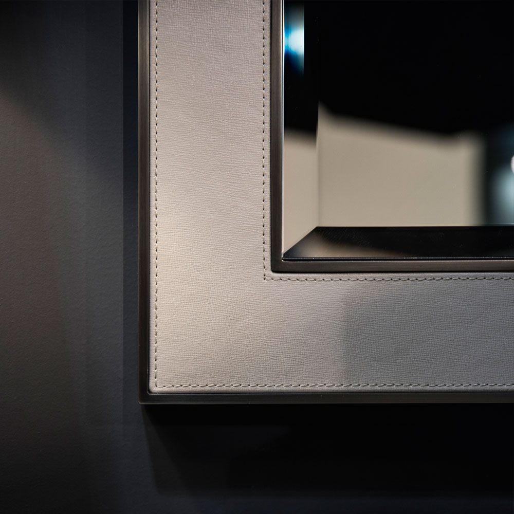 Italian Designer Leather Wall Mirror