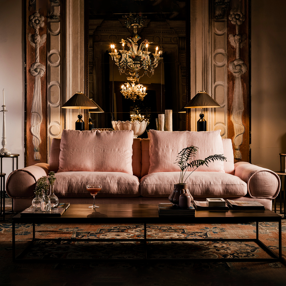 Contemporary Retro Designer Linen Sofa